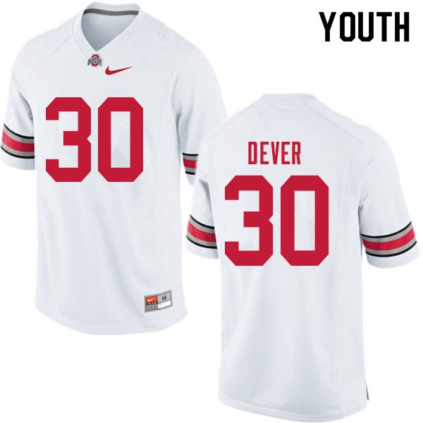 Ohio State Buckeyes #30 Kevin Dever Youth Official Jersey White OSU64744